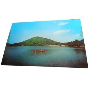Vtg Postcard unposted Cowens Gap State Park Fulton Co PA 1960s lake Park Canoe